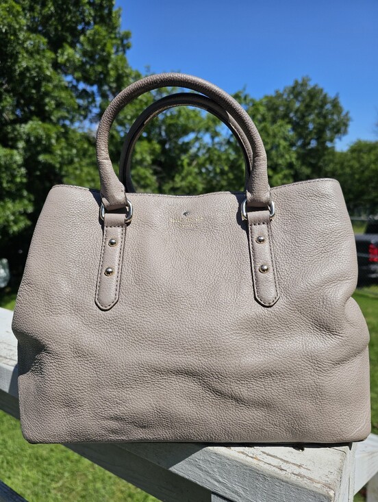 kate spade Handbags - Kate Spade Larchmont Avenue Evangelie Satchel Leather Grease Grey Taupe